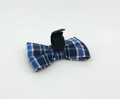 Cat Collar With Optional Bow Tie Small Navy Plaid Breakaway Collar Adjustable Sizes S Kitten, M, L - image6